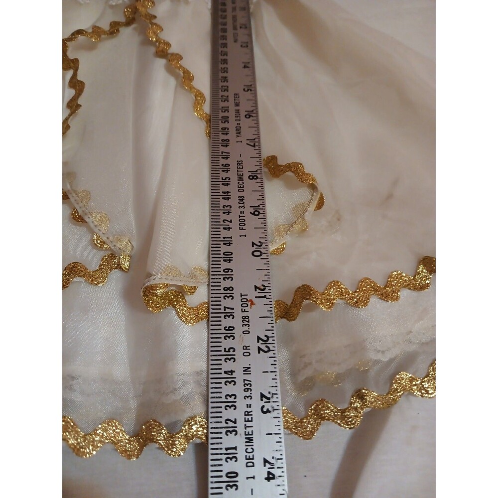 Vintage Velvet Dress Girls 2t  Lace With Gold Trim Circle Skirt Bow Party Dress - Picture 7 of 7